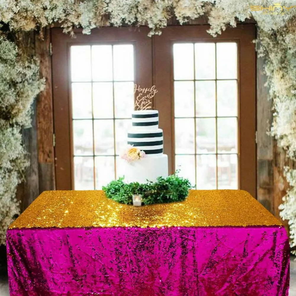 Русалка блесток стол 72x72-дюймовый ярко-розовый прямоугольник скатерть скатерти с блестками Свадебный торт стол Decor-M1026