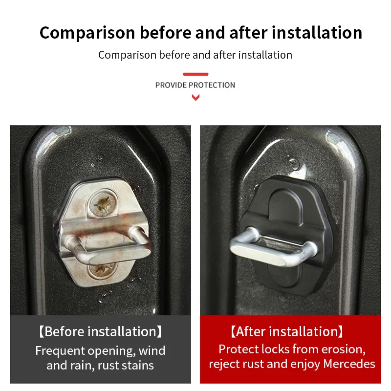 Black Door Lock Decoration Cover Door Lock Cover Sticker Auto Parts