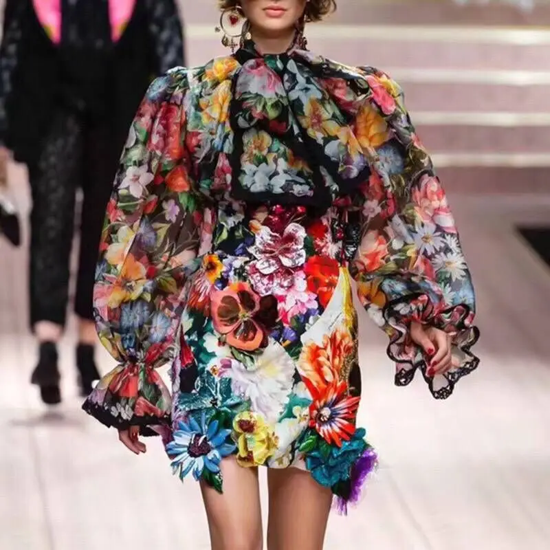 

Top Quality Girl Sexy Full Sleeve Print Chiffon Tops Women Tight Fashion Tops