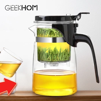 

GEEKHOM Glass Tea Pot Cup 500ML 600ML 900ML Stainless Steel Filter Teapot with Handle Heat-resistant Teapot Tea Set