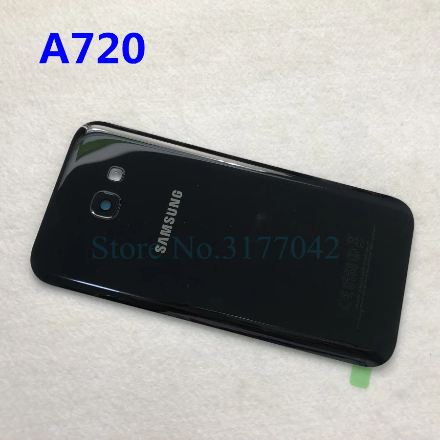 SAMSUNG Back Battery Cover A320 A520 A720 For Samsung Galaxy A5 A3 A7 SM-A520F SM-A320F SM-A720F Back Rear Glass Case - Цвет: A720 black