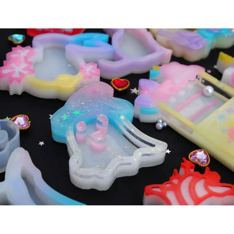 DIY Resin Shaker Charms Halloween Skull Ghost Pumpkin Blood Bag Silicone Molds Unicorn Icecream Machine Jewelry Making Tools