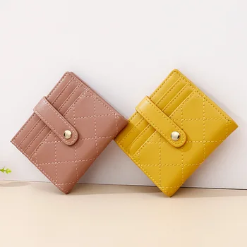 

Ins New Style Wallet Female Short Two-Fold Fashion Duo Ka Wei Rhombus Korean-Style Pu Leather Women'S