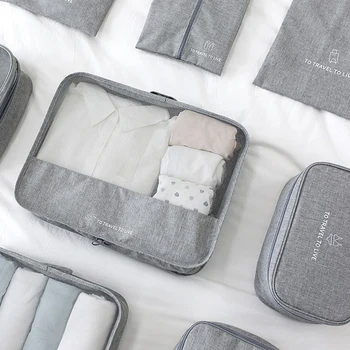 

Travel Clothes Storage Bag 7 Pieces Set Waterproof Cloth Luggage Organizer Shoe Bag Cosmetic Pockets Storage Organizador Maleta