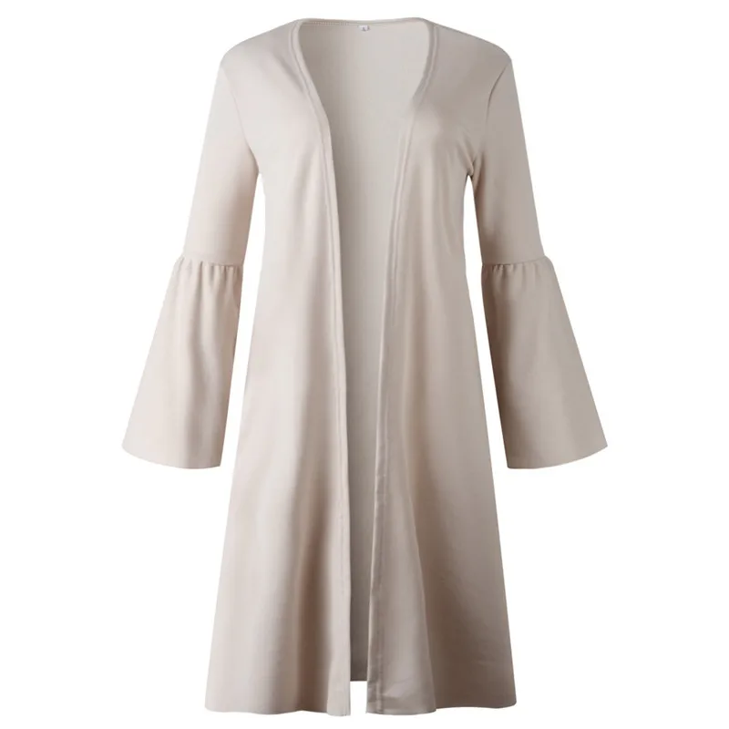 The New Hot Sales Concise Streetwear/Casual/Office Lady Flare Full Sleeve Solid Color V-Neck Medium Long Cardigan Womens Sweater |
