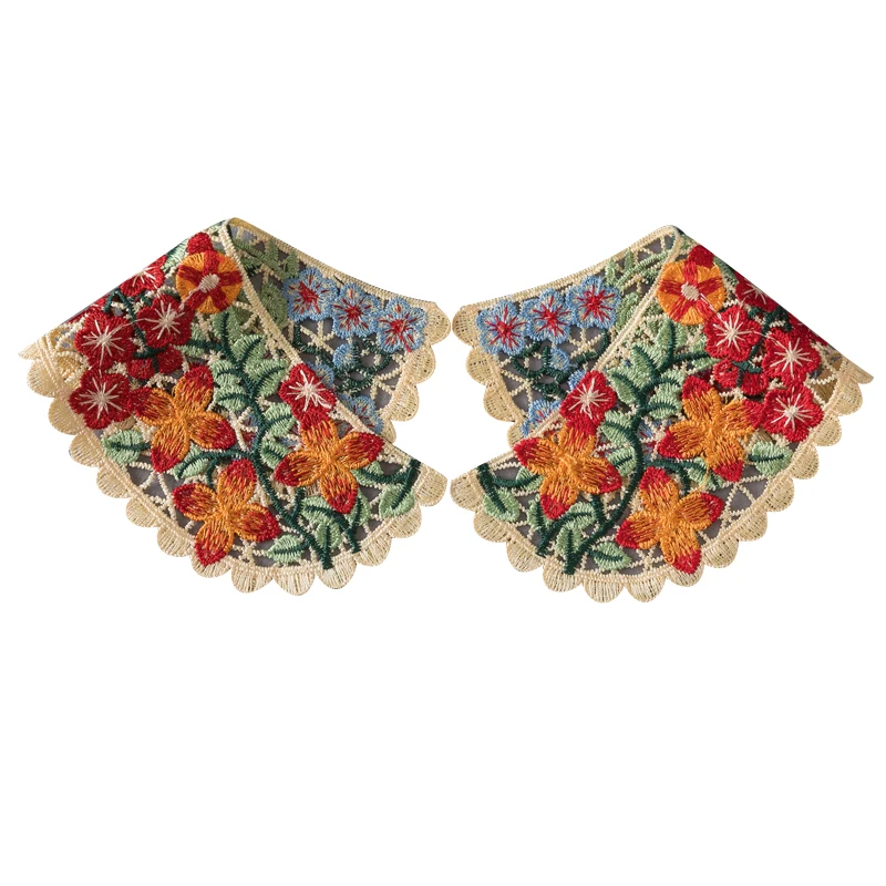 1 쌍 수 놓은 가짜 Neckline 칼라 DIY 여성 Applique 바느질 용품 아프리카 Guipure 레이스 원단