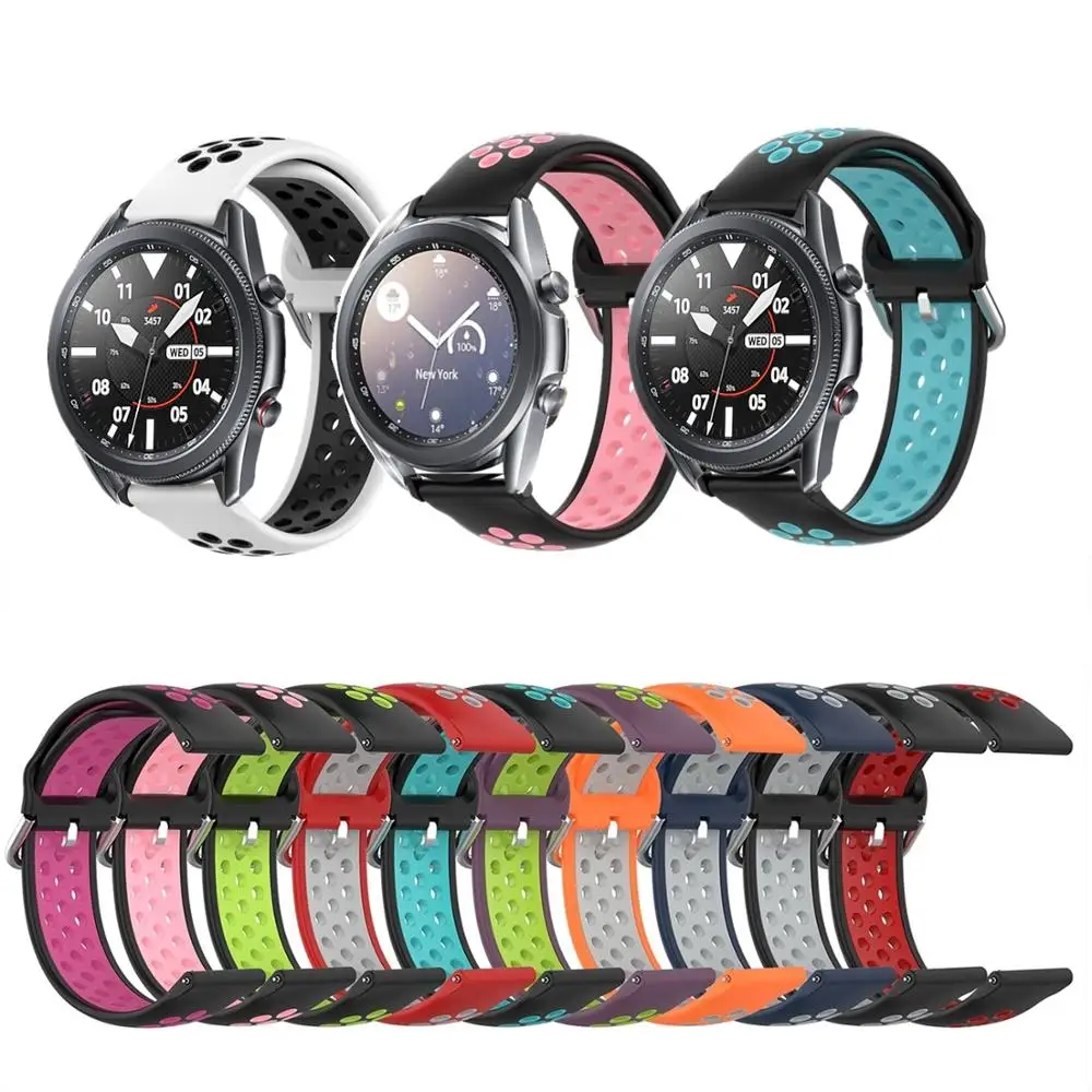 

Ремешок для часов Samsung Galaxy Watch 3 41 мм 45 мм, Воздухопроницаемый спортивный модный браслет для Galaxy Watch 42 мм 46 мм, силиконовый браслет