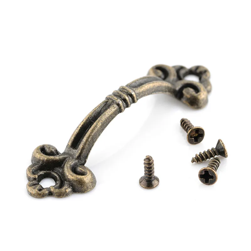 

10pcs Handles Knobs Pendants Flowers For Drawer Wooden Jewelry Box Furniture Hardware Bronze Tone Handle Cabinet Pulls