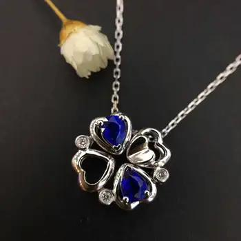 

Starfield 18K White Gold 0.03carat Diamond Encrusted Sri Lanka 0.45carat Sapphire Pendant Necklace with Chain for Women
