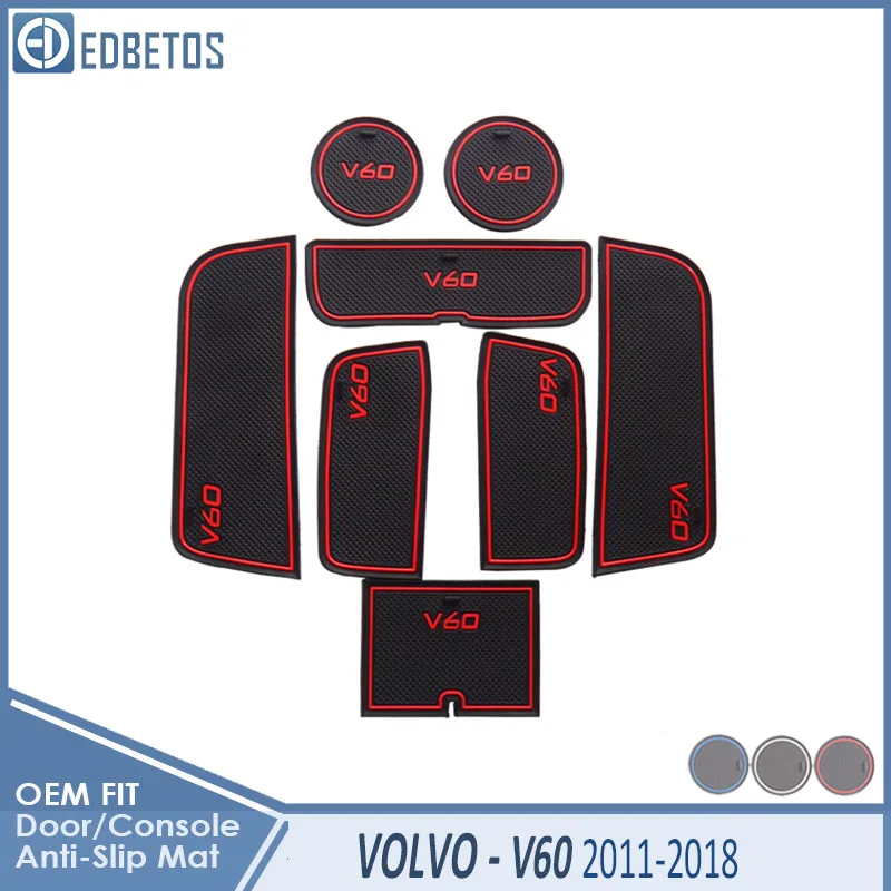 Volvo V60 Red Анти-Грязная Накладка для Volvo V60 2011- V60 кросс-кантри V60CC CC Polestar аксессуары двери паз ворота слот подставка противоскользящая - Название цвета: Volvo V60 Red