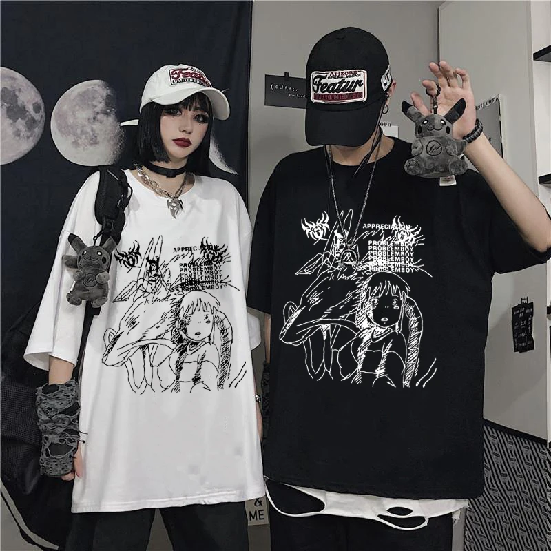 Harajuku Aesthetic Graphic tees Damaged vintage Hip Hop Long sleeve t shirt oversized t shirt Streetwear Harajuku Summer Tees