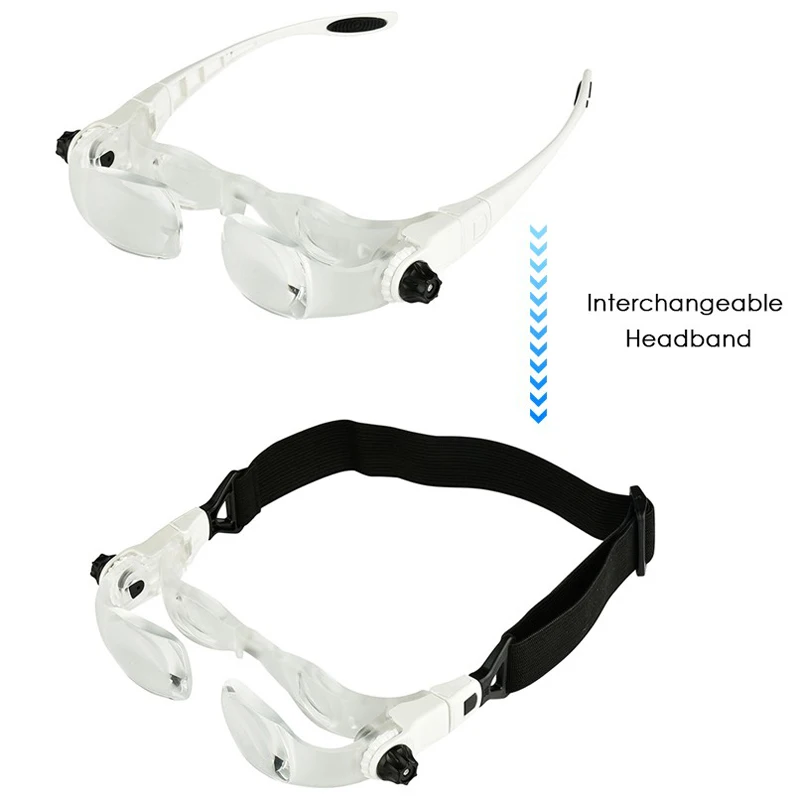 Headband 4.0X Bracket TV Glasses Magnifier Loupe Goggles Magnifying Glass with Phone Holder Glasses Case