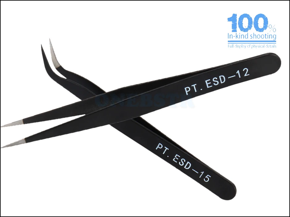 Anti-static small tweezers stainless steel straight elbow cleaning residual supplies tools DIY 3d Printer parts 14