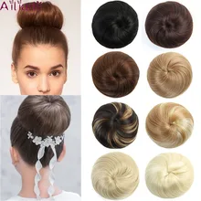 AILIADE прямые волосы шиньон синтетические волосы пончик-шиньон ролик шиньон накладные волосы булочка для женщин шнурок конский хвост