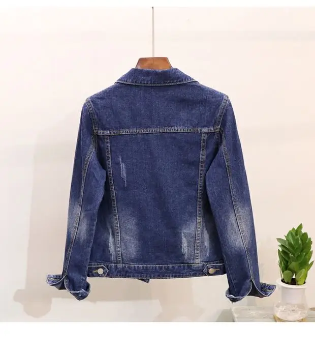 New fashion heavy beading sequins stereoscopic flower female hand torn denim jacket brief paragraph coat