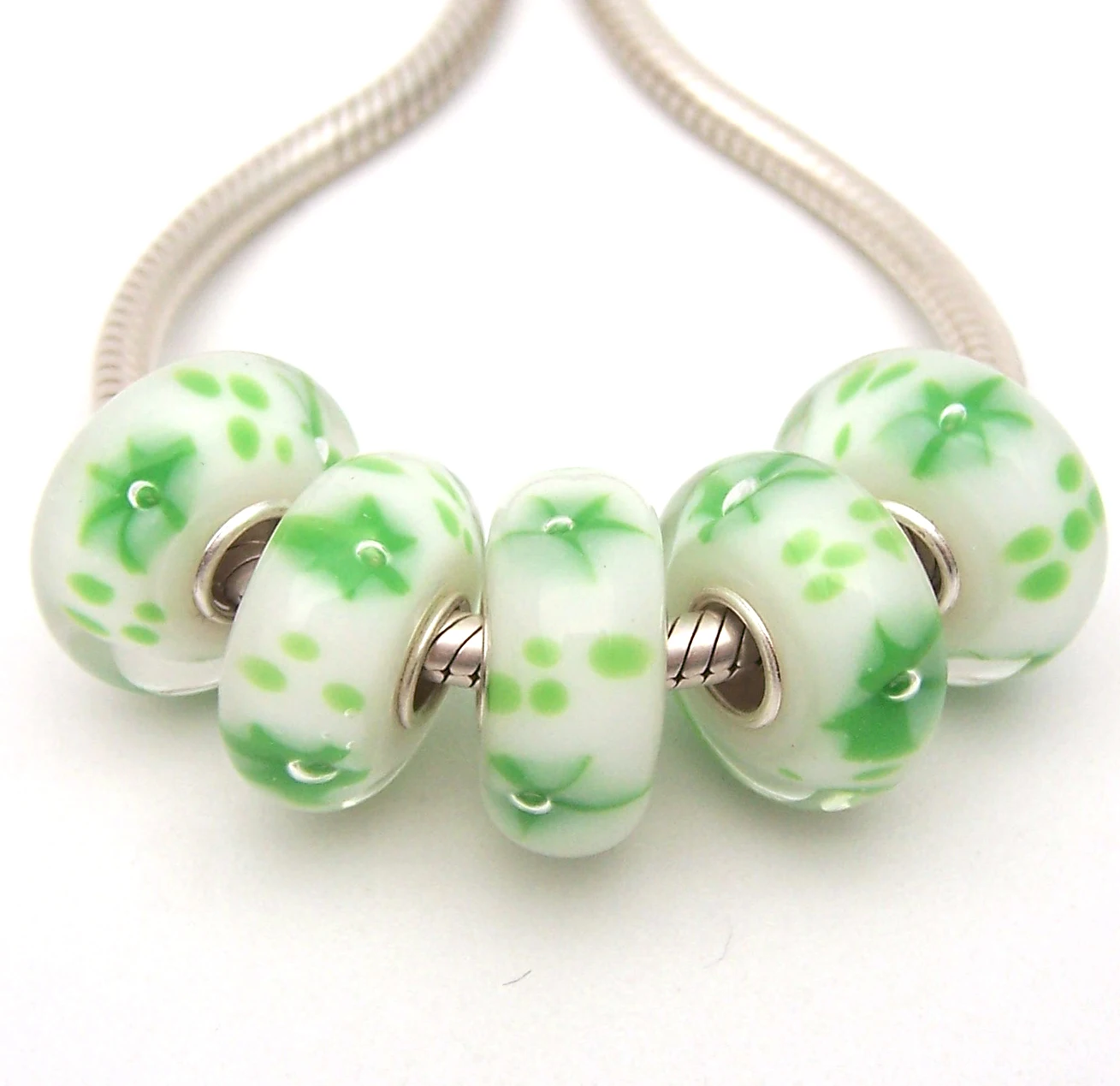 Бусины из серебра 100% пробы с муранским стеклом | Украшения и аксессуары