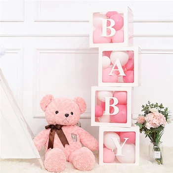 

A-Z Alphabet Name Balloon Box Transparent Packing Box Boy Girl 1st Birthday Party Decor Kids Baby shower Wedding Macaron Balloon