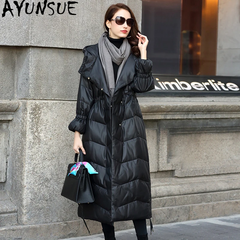 

AYUNSUE Genuine Leather Jacket Women's Down Jacket 2019 Winter Jacket Women 100% Sheepskin Coat Female Korean Long Coats MY3789
