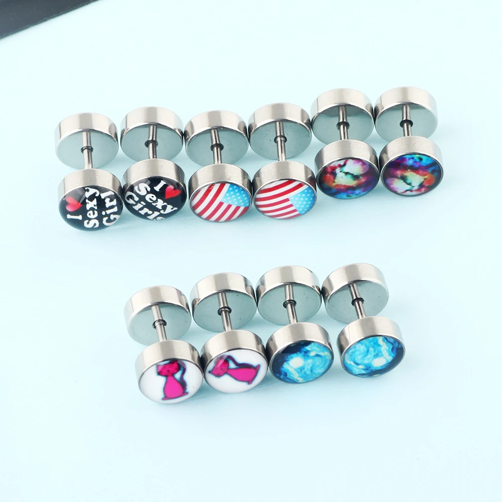 Fake Cheater Ear Tunnel Plugs Piercing Barbell Unisex Stud Earring Stainless Steel piercing jewelry body piercing jewelry body jewelry ear piercing jewelry body piercing earrings metal jewelry ear studs