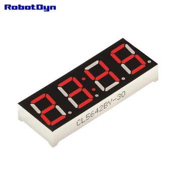 

5pcs = 4-Digit 7-segments LED Display tube, clock/doubledots, RED, disp. size 50x19mm, 0.56"
