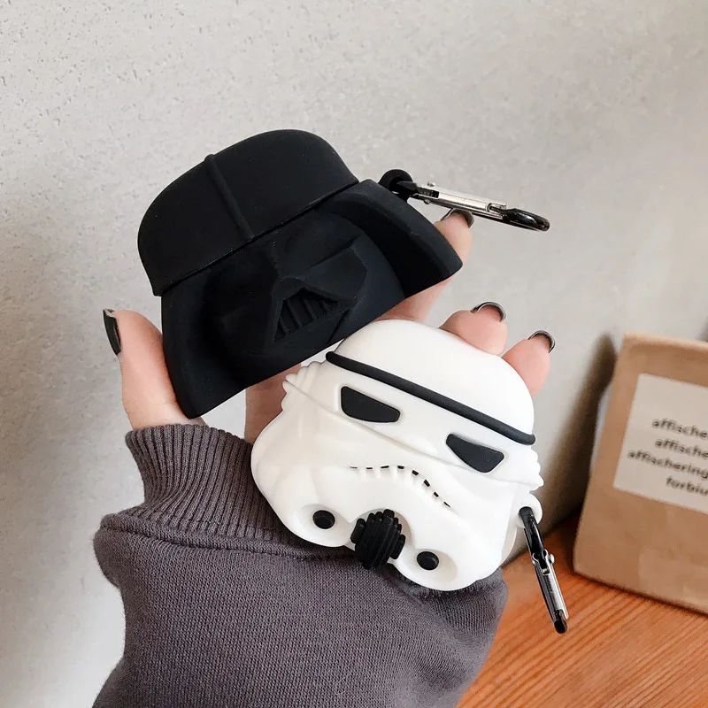 

Cartoon Case for AirPods Pro Cute Cover Silicone Bluetooth Earphone Protective Case for Airpods Pro with Keychain Black Warrior