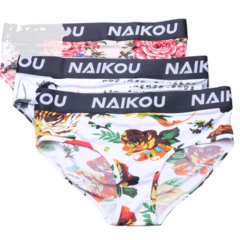 

HaleyChan Fashion Ice Silk Patterns 1 Pack Briefs for Tomboy Trans Lesbian Transgender Ftm Women Underwear Panties Low-Rise