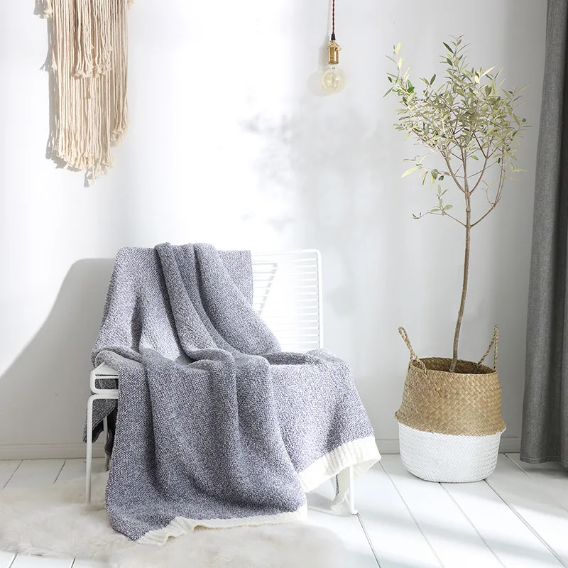 Amazon Hot Selling Autumn And Winter New Style Soft Home Soft Loading Knitted Blanket