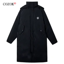 Cotton Jacket Women Winter Thickening 2021 New Korean Version of Loose Mid-length Hooded Black Cotton Jacket Korean Drama