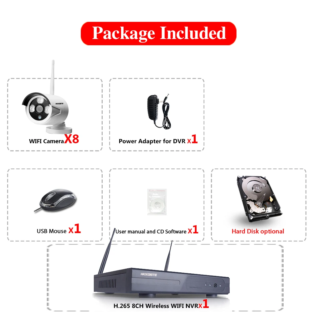 Plug And Play 8CH Wireless NVR Kit P2P 1080P HD Outdoor IR Night Vision IP Video Security CCTV Came