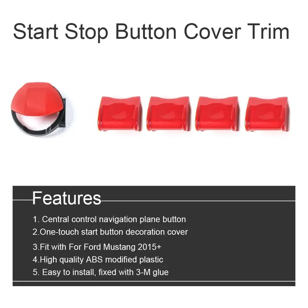 

5pcs of Centrally Navigation Aircraft Start Stop Button Cover Trim For Ford Mustang 2015 Button Decoration Cover Car Interior