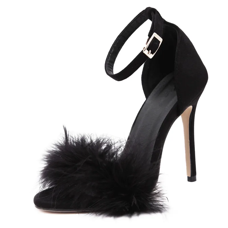 

2019 black suede sandals Pointed Toe high heels Nude color tip fine with high heels Pumps Zapatos