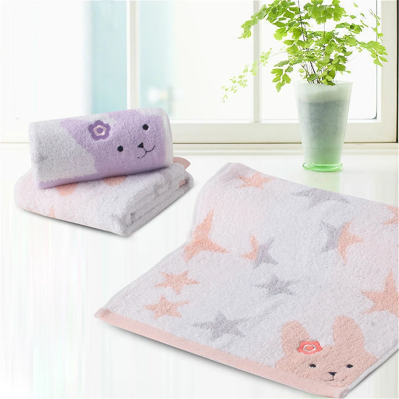  25x50cm Children's Cotton Jacquard Stars Pattern Cute Cartoon Washcloth Bathroom Bath Towel Kinderg - 4000072264442