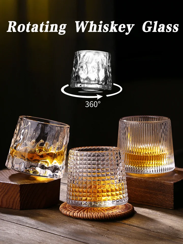 Verre à whisky créatif rotatif à 360 °, Transparent, rouge, pour Cocktail,  vin, bière, anti-Stress, pour Bar, cuisine domestique - AliExpress