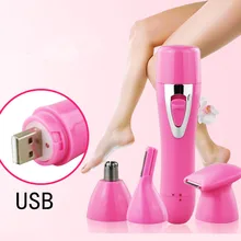 USB Перезаряжаемый переносной 4 в 1 Эпилятор Триммер, для удаления волос для женщин тела Бритва для бровей мини уход за кожей 15#911