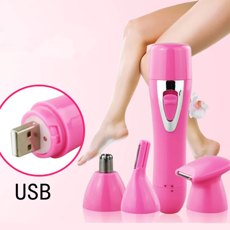 

USB Rechargeable Protable 4 In 1 Epilator Trimmer Hair Remover For Women Body Facial Eyebrow Razor Mini Skin Care Machine 15#911