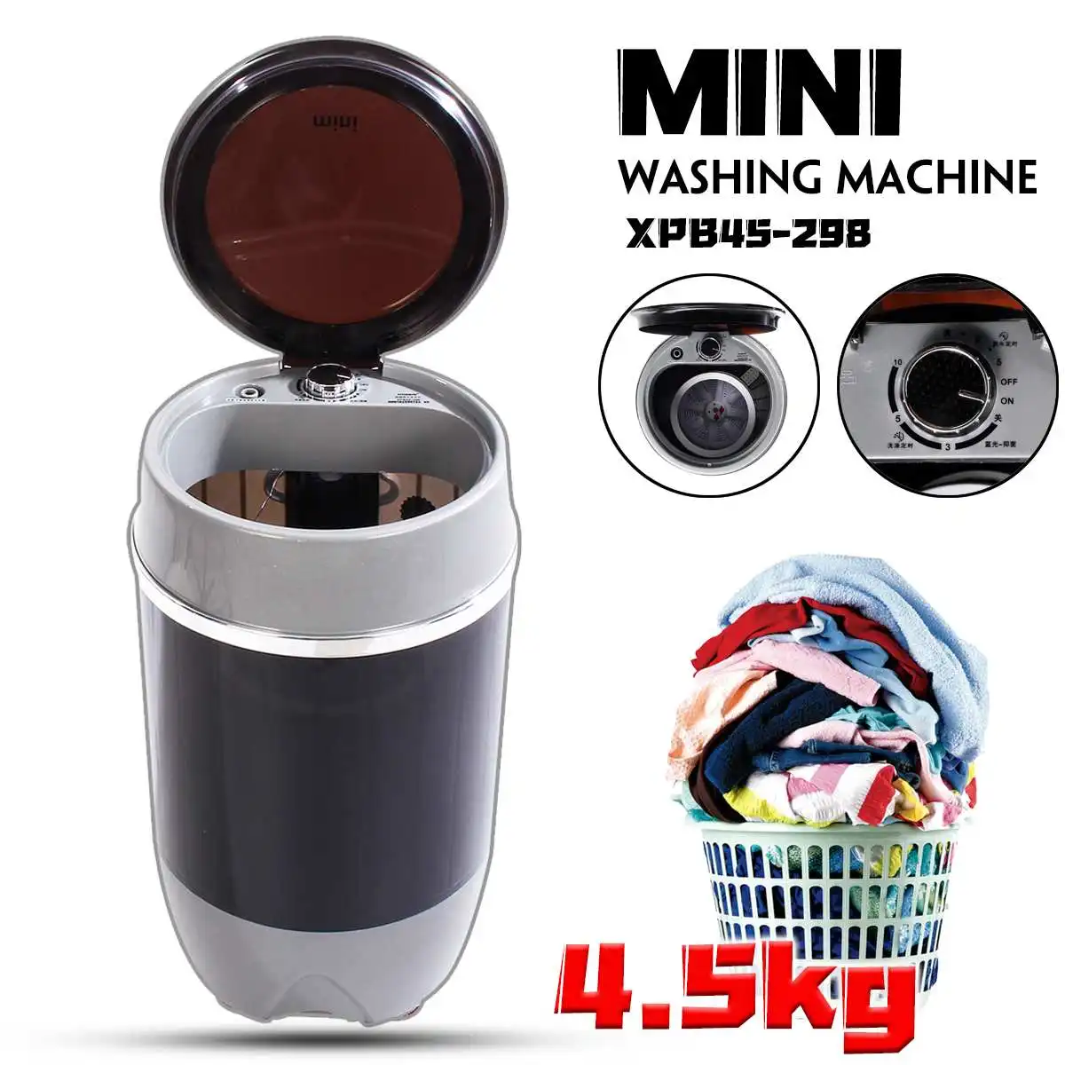 

300W 4.5KG Mini Washing Machine Single Barrel Semiautomatic Washer Low Noise for Home Dorm Machine Washing Machine