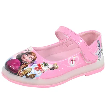 

Children's shoes new bright one-sided soft flat casual shoes Korean version girl princess Velcro wear-resistant shoes lamp light