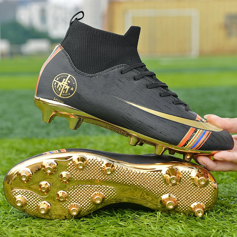 Для мужчин детские футбольные бутсы с зажимом, Футбол ботинки с высоким берцем длинные шипы Для Мужчин's Обувь для футбола тапки открытый газон для мини-футбола носки обувь