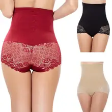 Женские трусики с завышенной талией, кружевные дышащие трусы, Корректирующее белье для тела