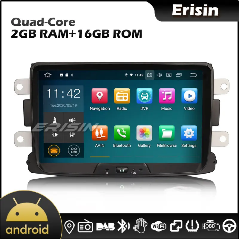 Erisin EU Warehouse 5129 8 &quotAndroid 10 0 TPMS DAB CarPlay Автомагнитола для Renault Dacia Duster Sandero Logan Dokker лодgy |