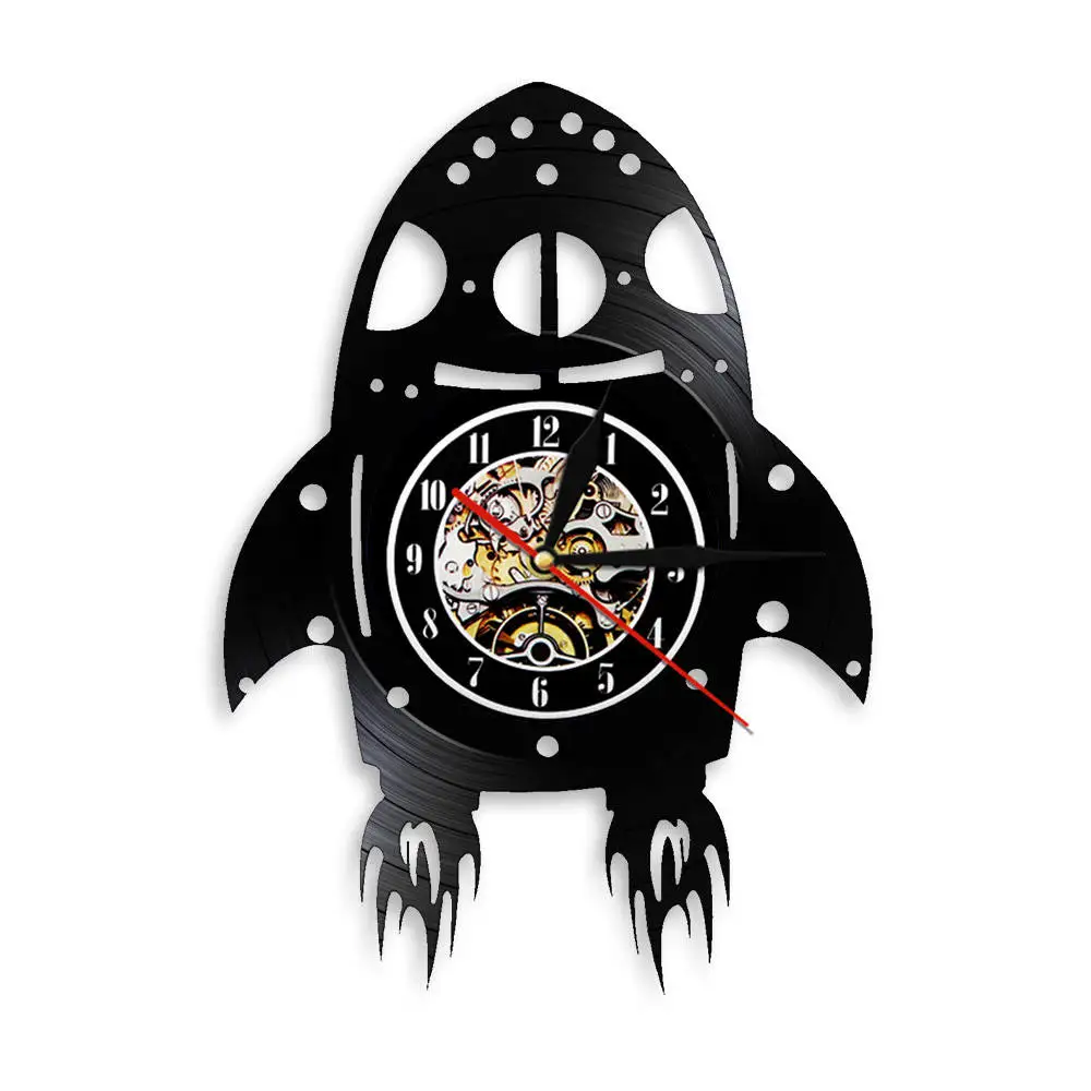 

Vintage Rocket Ship Wall Art Watch Kids Room Nursery Universe Decor Human Space Flight Spacecraft Vinyl LP Record Wall Clock