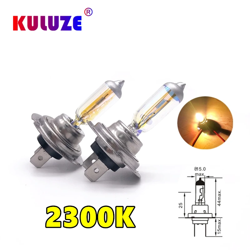 KULUZE 2 Pcs H7 12V55W Headlamp 2300K Px26d Halogen Lamp Replace Upgrade Super Yellow Rain And Fog Proof Light Car Bulbs led headlights for cars