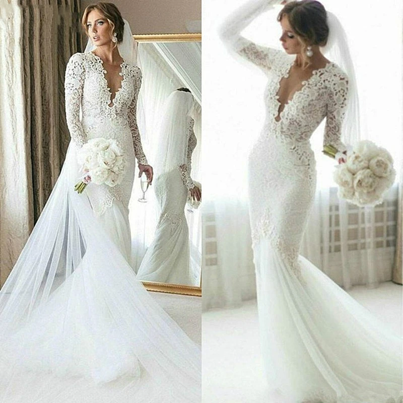 Fishtail Mermaid Wedding Dresses Long 