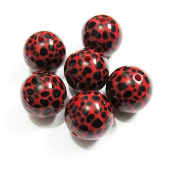

Newest 20mm 100pcs/lot Chunky Acrylic Red Leopard printed Beads