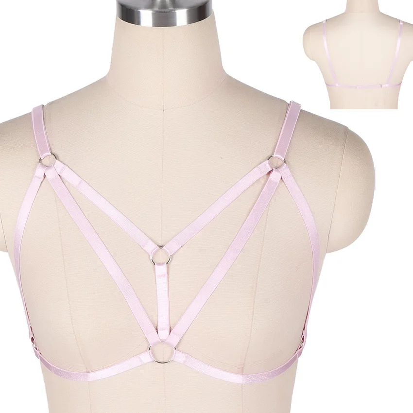 MLCO0396Pink Розовый пентаграмма дизайн Жгут Бюстгальтер выдалбливают Грудь корсет для связывания пастельный, готический пояс жгут для тела Хэллоуин рейв - Цвет: MLCO0396Pink