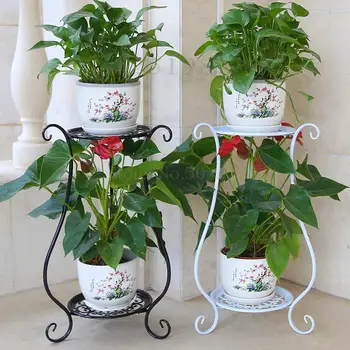 

rought iron multi-layer balcony flower stand simple indoor living room flower shelf floor-standing green flower pot shelf