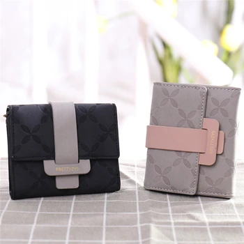 

New Fashion Women Short Purses PU Leather Female Wallet Fresh Card Holder Coin Money Bag Soft Dollar Price Ladies Wallet Small