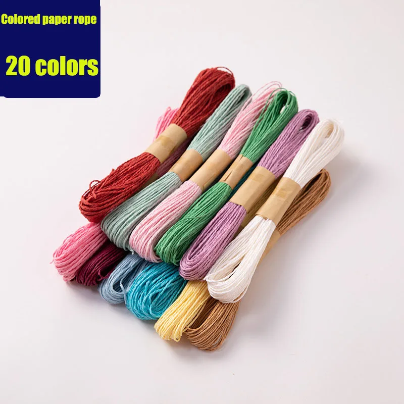 

30M Per Package Raffia Double-strand Colored Paper Rope Woven Straw Hat Material Kindergarten Handmade DIY Colorful Rope