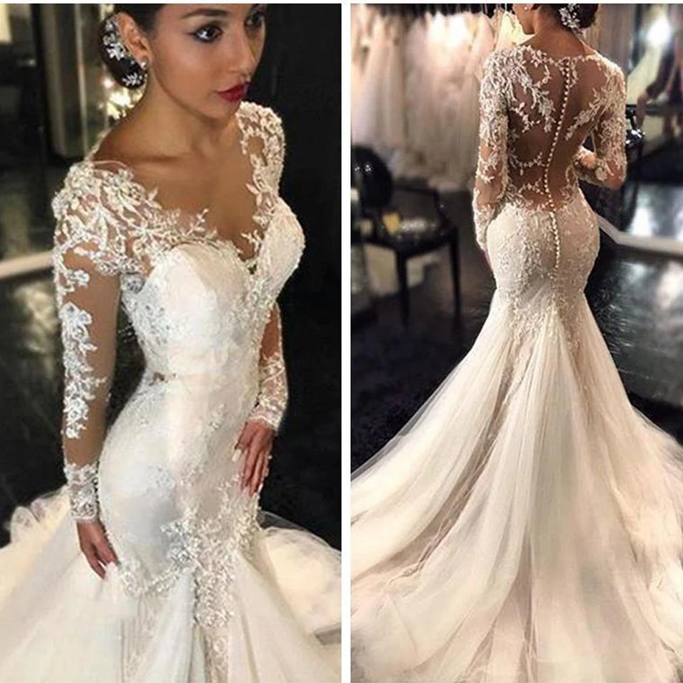 lace fishtail wedding dresses