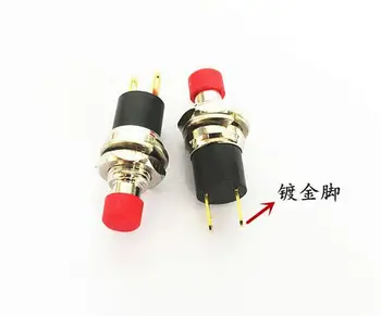 

10pcs PB05A PBS-110 red head self-locking switch, opening 7MM button, small button with self-locking 2-pin gold foot